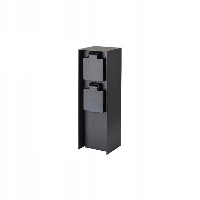 Tuinpaal contactdoos tweevoudig - 23cm - RVS - Zwart Tuinpaal contactdoos tweevoudig - 23cm - RVS - Zwart